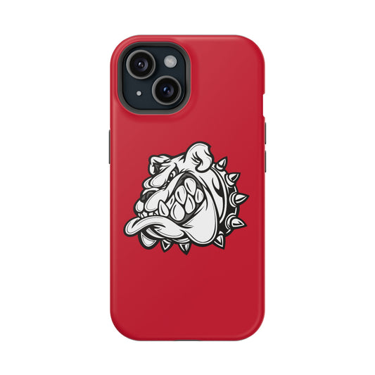 iPhone 11 to iPhone 17 tough case (all versions) - Bulldog Graphic Impact Phone Case – Marine Blood Red Military Shockproof Cover