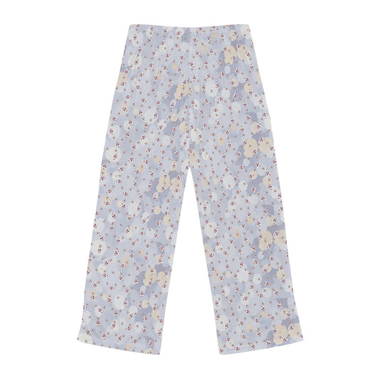 Women's Floral Pajama Pants — Pale Blue Blossom Lounge Sleepwear