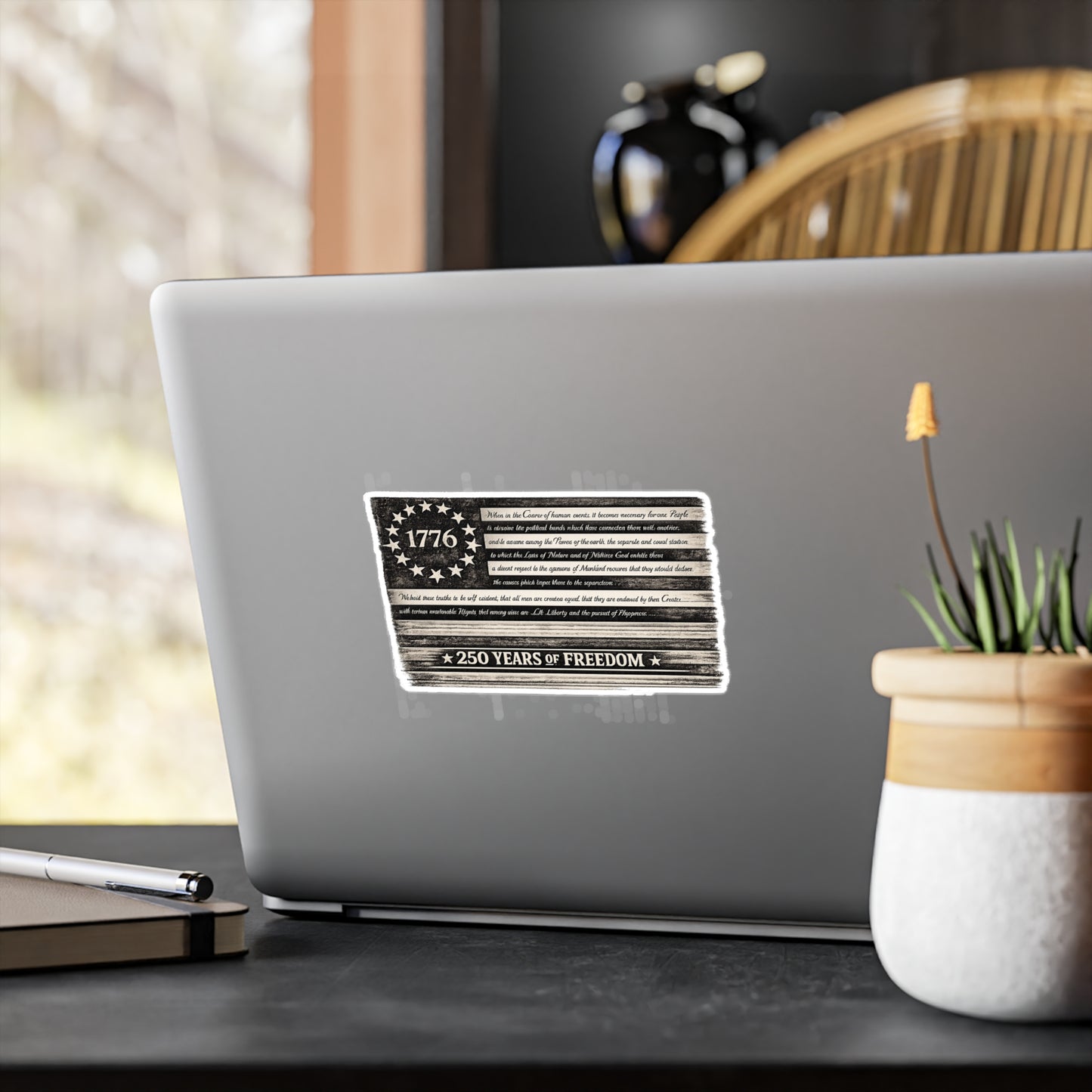 1776 Distressed Flag Vinyl Decal — Vintage Patriotic Kiss-Cut Sticker