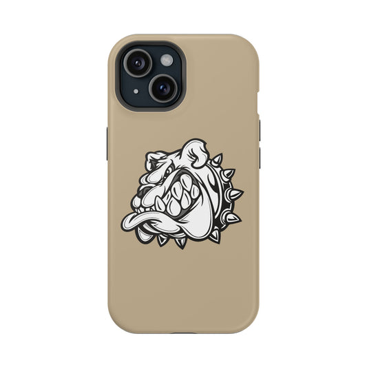 iPhone 12 to iPhone 17 tough case (all versions) - Bulldog Graphic Impact Phone Case – Desert Tan Military Shockproof Cover