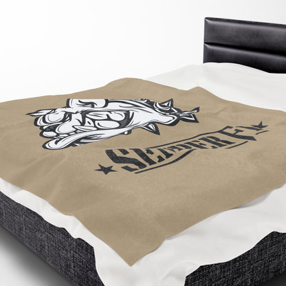 Khaki Desert Tan Devil Dog Fleece Blanket — Bulldog Military Humor