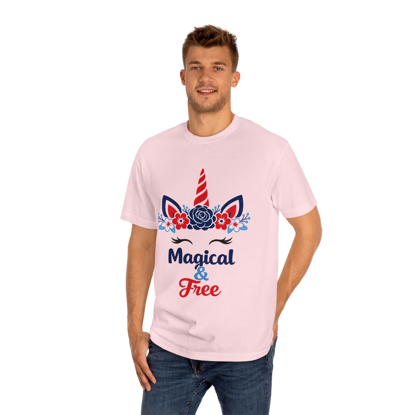 Magical & Free Unicorn Tee — Whimsical Floral Graphic