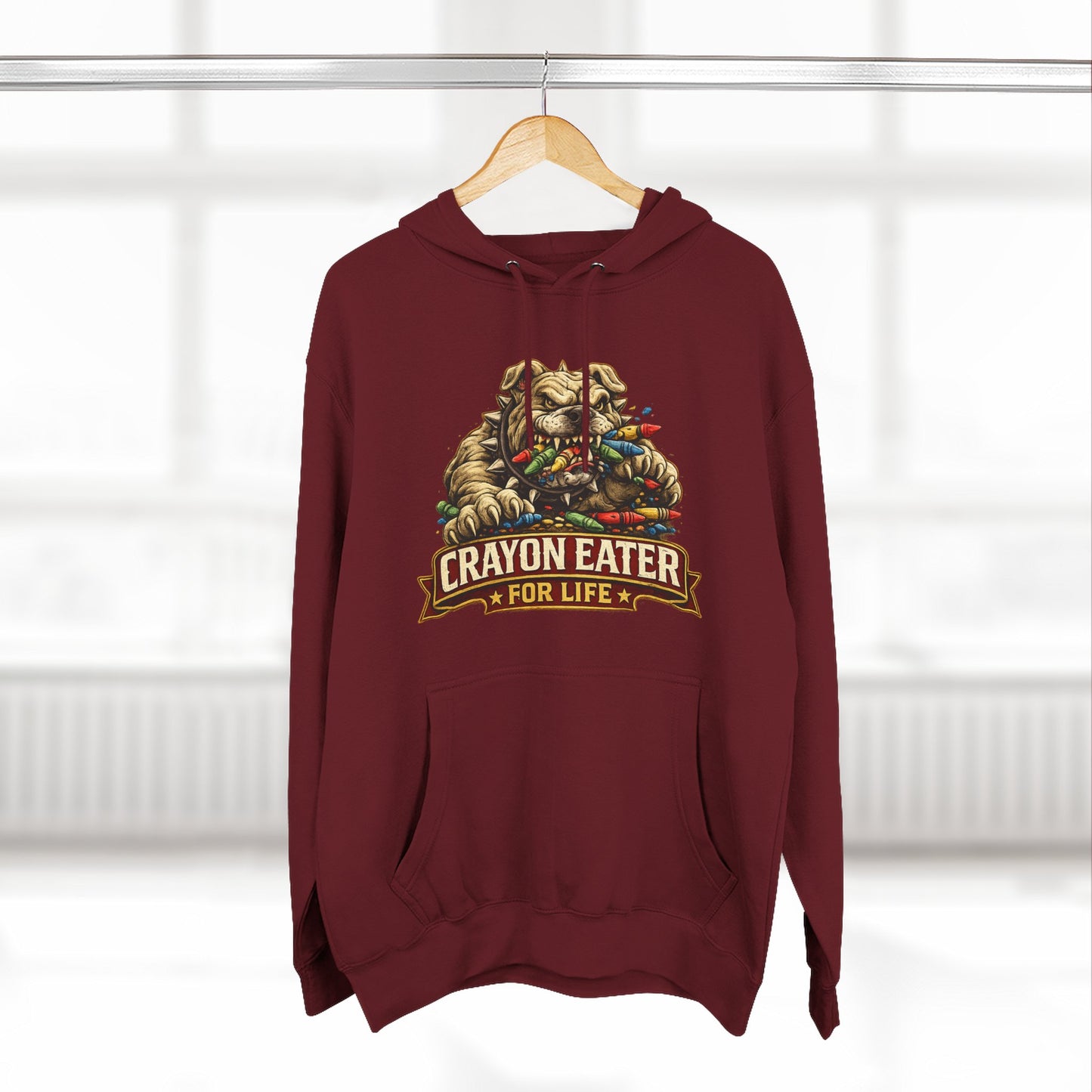 Crayon Eater for Life Bulldog Hoodie — Honor Courage Commitment Military Humor