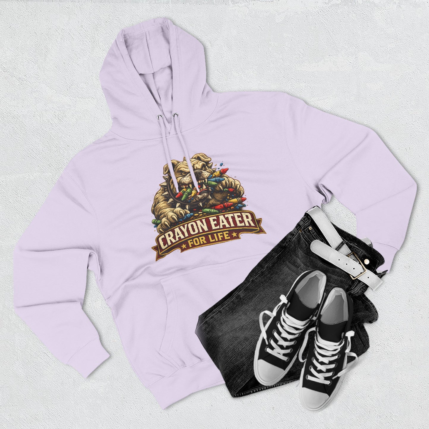 Crayon Eater for Life Bulldog Hoodie — Honor Courage Commitment Military Humor