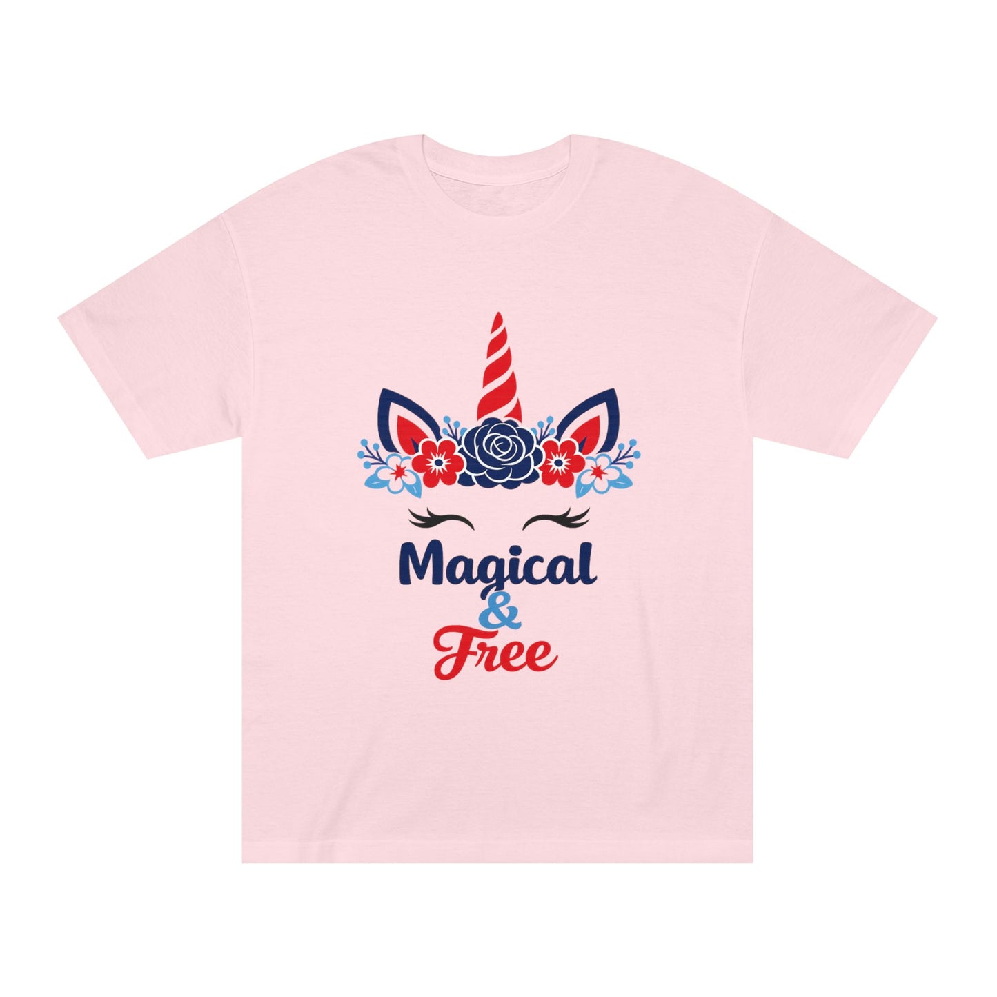 Magical & Free Unicorn Tee — Whimsical Floral Graphic