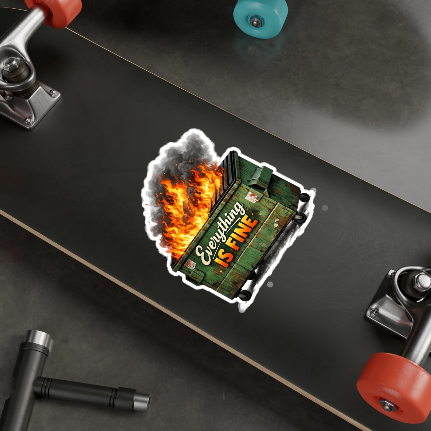 Dumpster Fire Sticker - "Everything Is Fine" Kiss-Cut Vinyl Decal
