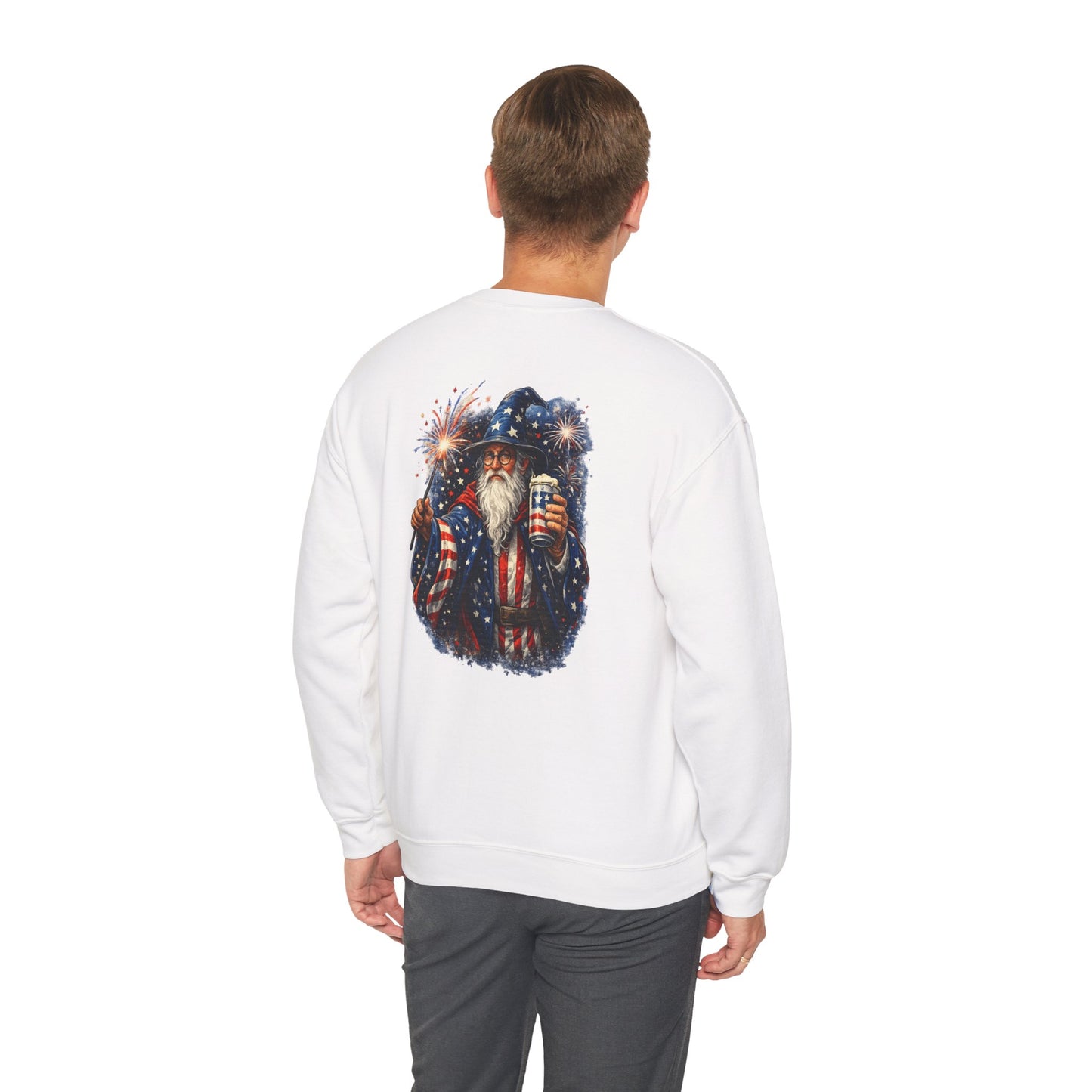 Patriotic Wizard and wizarding Crewneck Sweatshirt — "Freedom Isn’t Inherited, It’s Summoned"