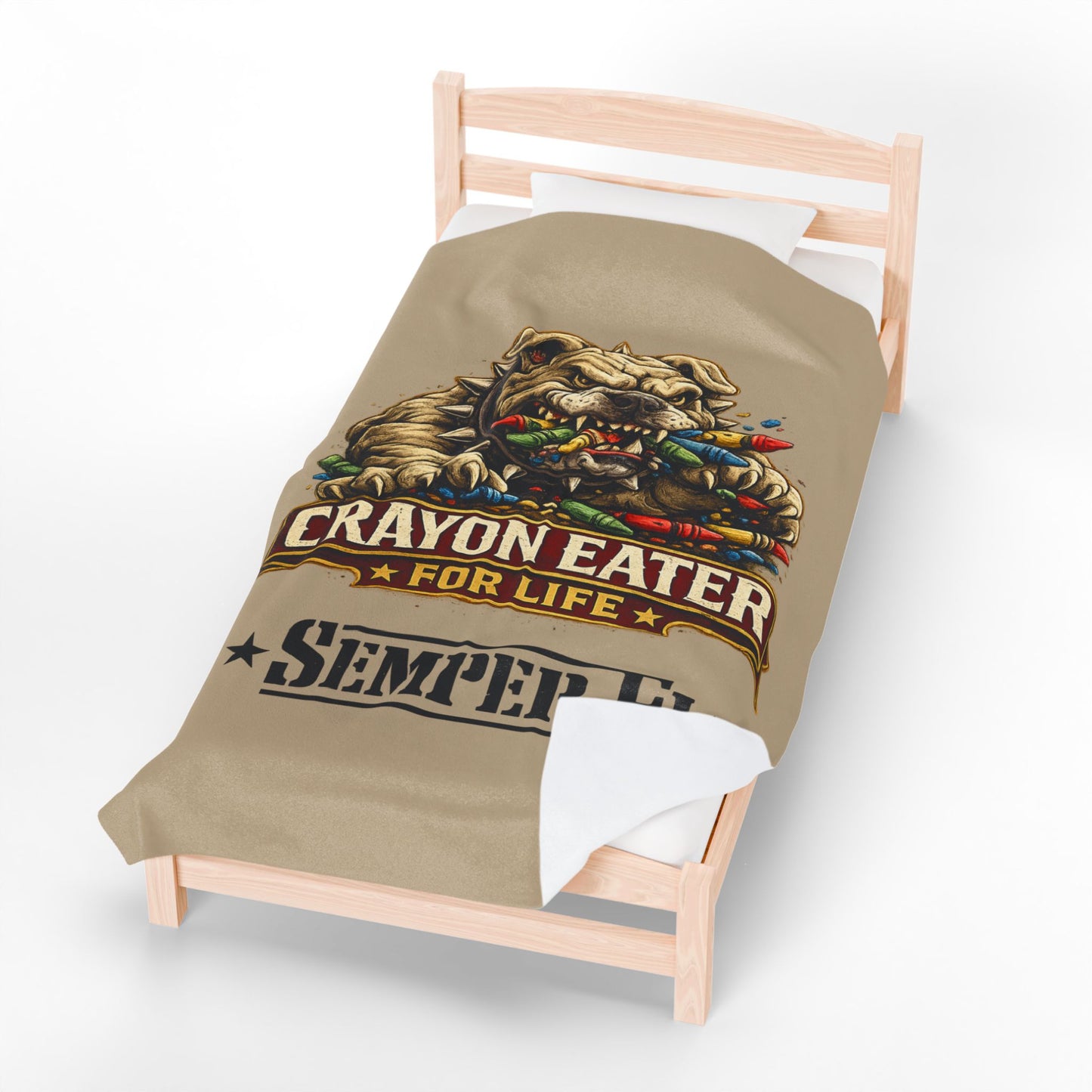 Desert Tan Devil Dog Fleece Blanket