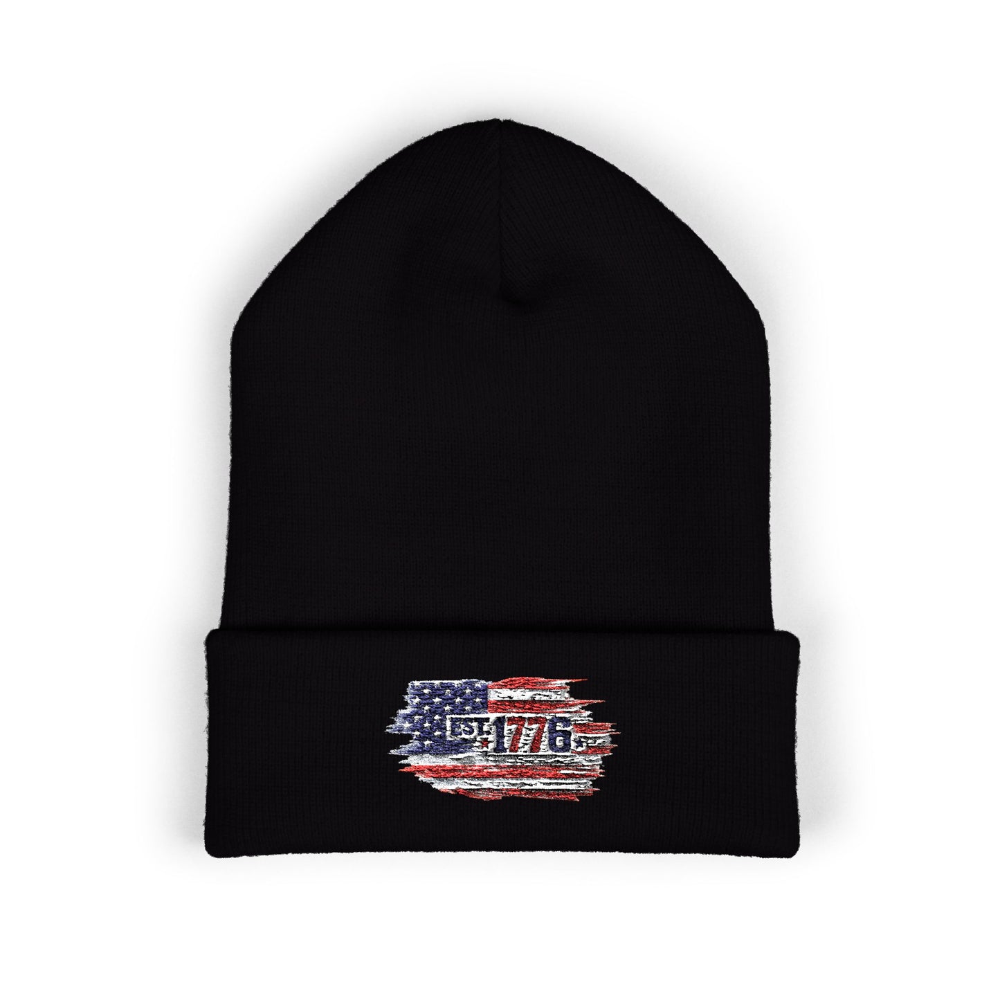 Embroidered American Flag Beanie - Classic Cuffed Beanie — Warm Hypoallergenic Winter Hat