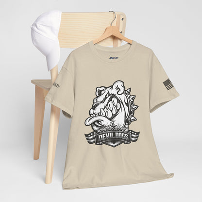 Devil Dog Bulldog Tee — 'Doesn’t Bark, It Bites' Heavyweight Cotton Shirt
