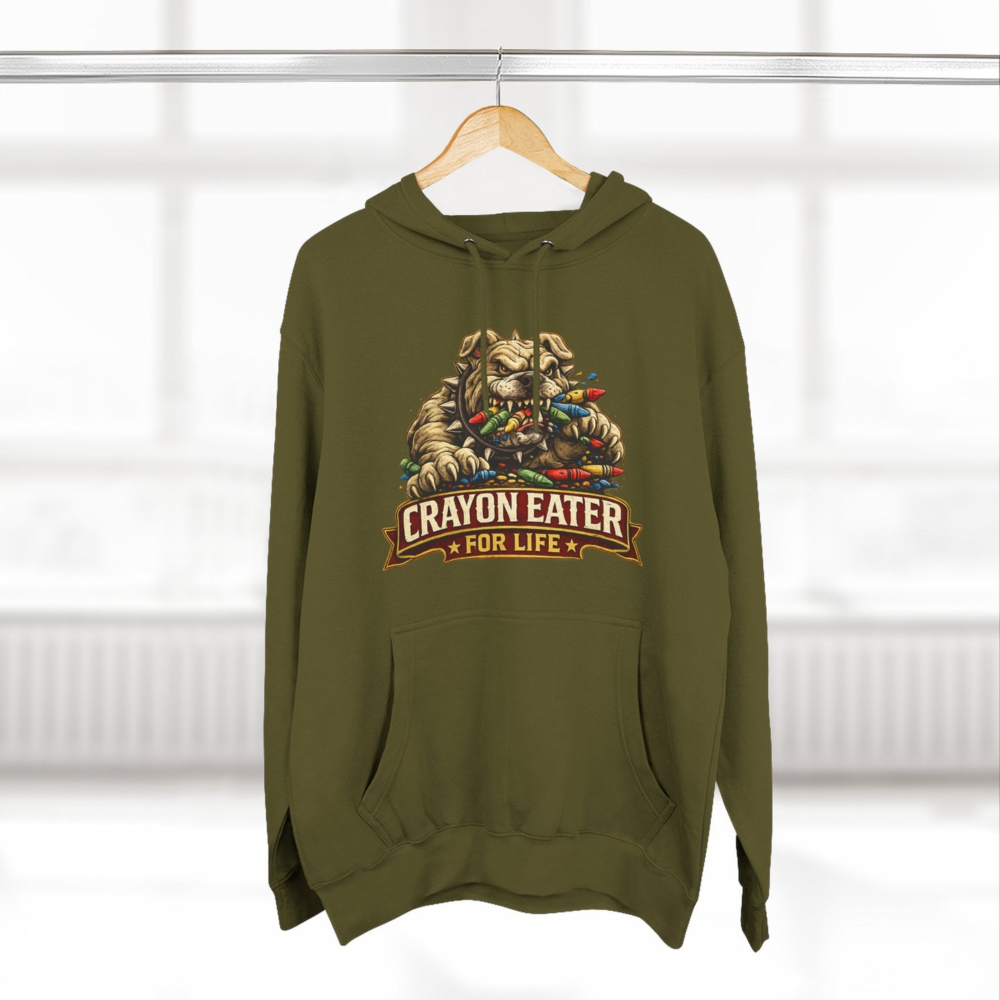 Crayon Eater for Life Bulldog Hoodie — Honor Courage Commitment Military Humor