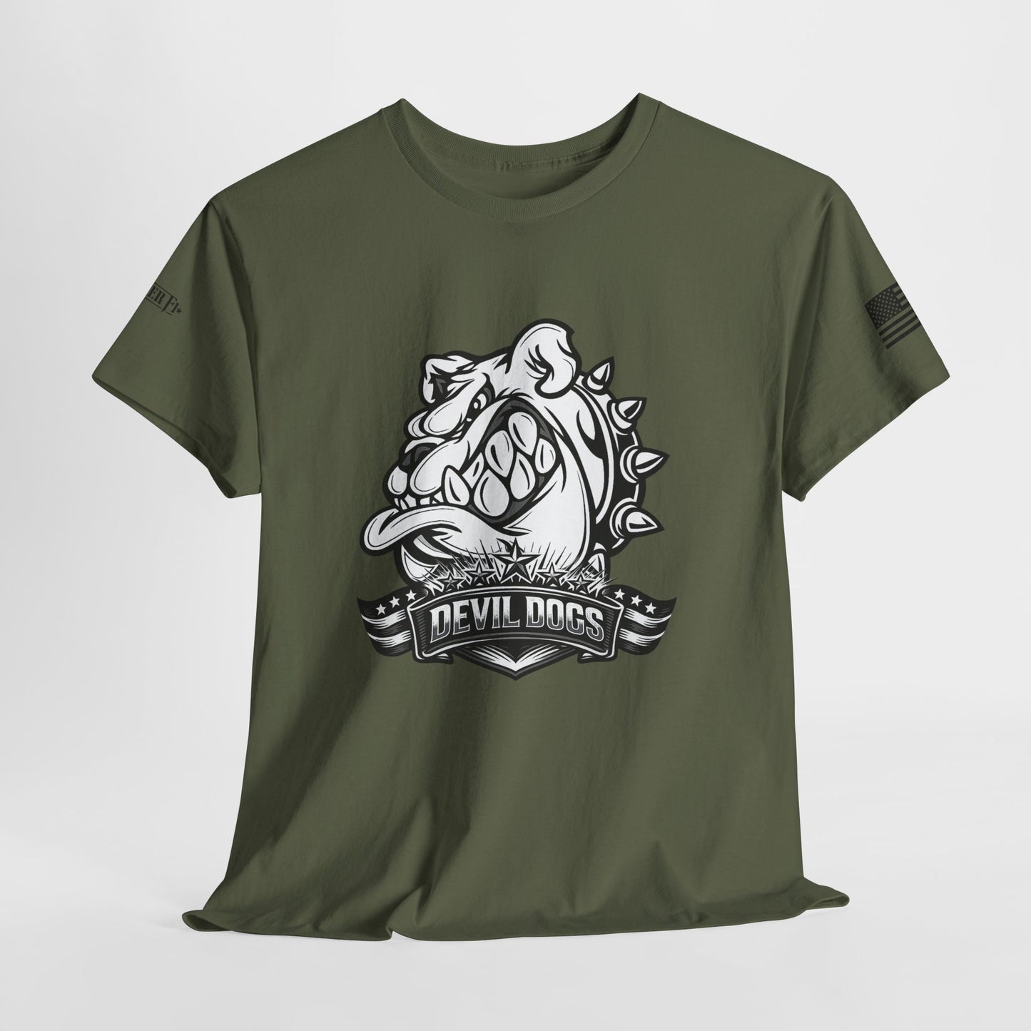 Devil Dog Bulldog Tee — 'Doesn’t Bark, It Bites' Heavyweight Cotton Shirt