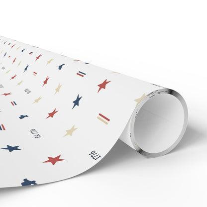 Patriotic Star & Stripe Wrapping Paper — Red White Blue Gift Wrap for Veterans Day, 4th of July, Memorial Gifts