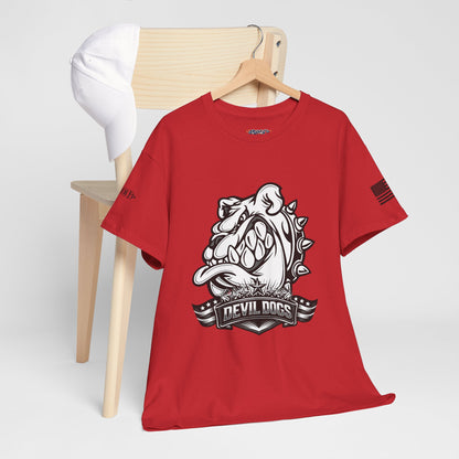 Devil Dog Bulldog Tee — 'Doesn’t Bark, It Bites' Heavyweight Cotton Shirt