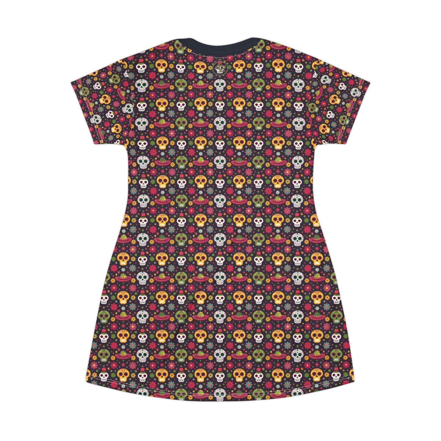 Sugar Skull T Shirt Dress Calavera Graphic Dress Day of the Dead Dress Colorful Skull Dress Festival T Shirt Dress