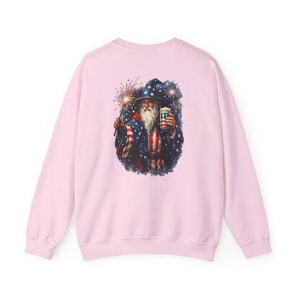 Patriotic Wizard and wizarding Crewneck Sweatshirt — "Freedom Isn’t Inherited, It’s Summoned"