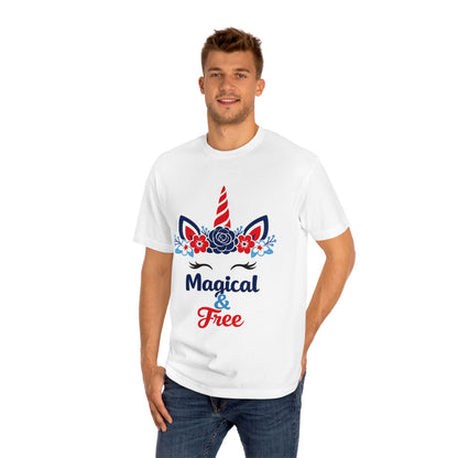 Magical & Free Unicorn Tee — Whimsical Floral Graphic