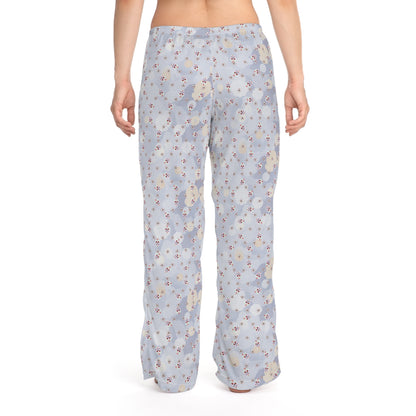 Women's Floral Pajama Pants — Pale Blue Blossom Lounge Sleepwear