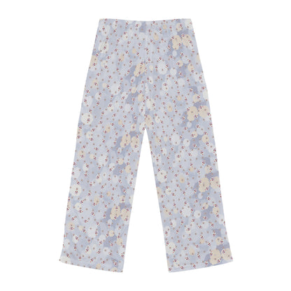 Women's Floral Pajama Pants — Pale Blue Blossom Lounge Sleepwear