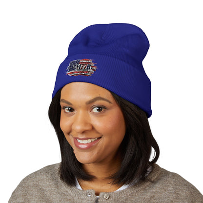 Embroidered American Flag Beanie - Classic Cuffed Beanie — Warm Hypoallergenic Winter Hat