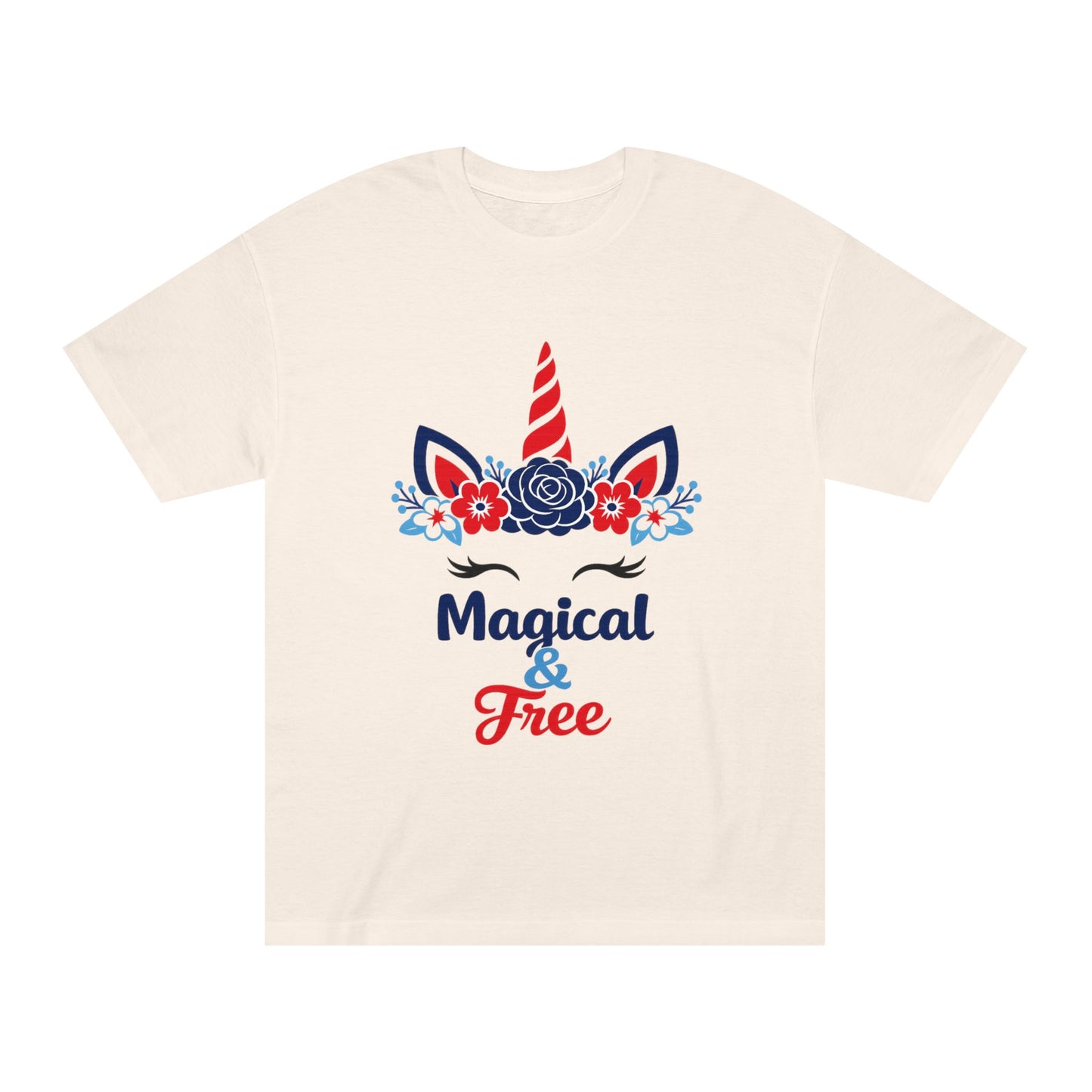 Magical & Free Unicorn Tee — Whimsical Floral Graphic