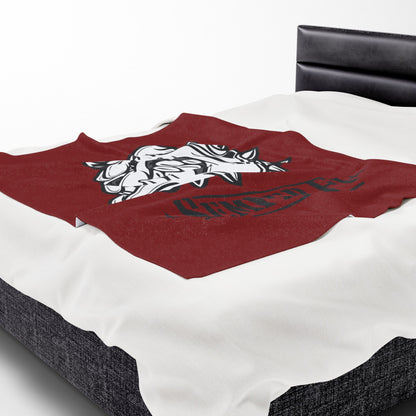 Vintage Marine Red Devil Dog Fleece Blanket — Bulldog OD Green Military Humor
