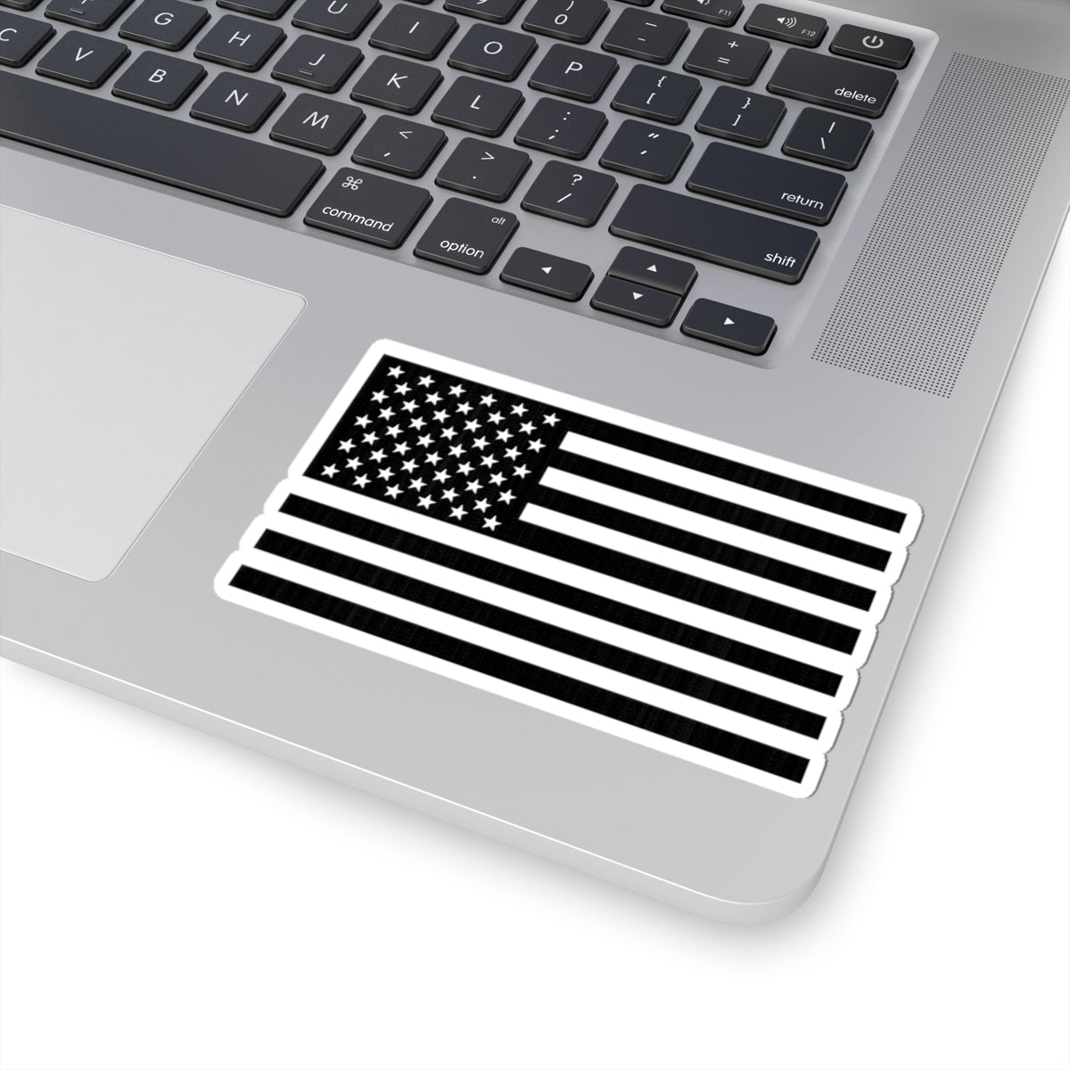 Black & White American Flag Sticker — Kiss-Cut Patriotic Decal