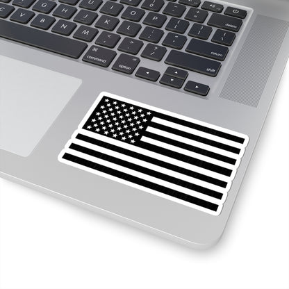 Black & White American Flag Sticker — Kiss-Cut Patriotic Decal