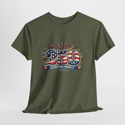 America 250 Patriotic T-Shirt — 250 Red White & Blue Celebration Tee