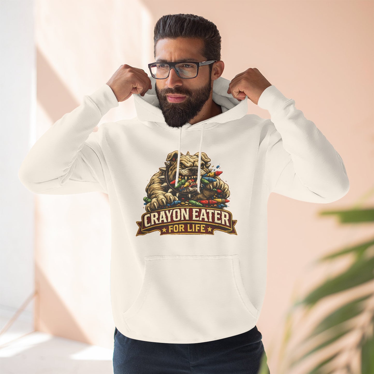 Crayon Eater for Life Bulldog Hoodie — Honor Courage Commitment Military Humor