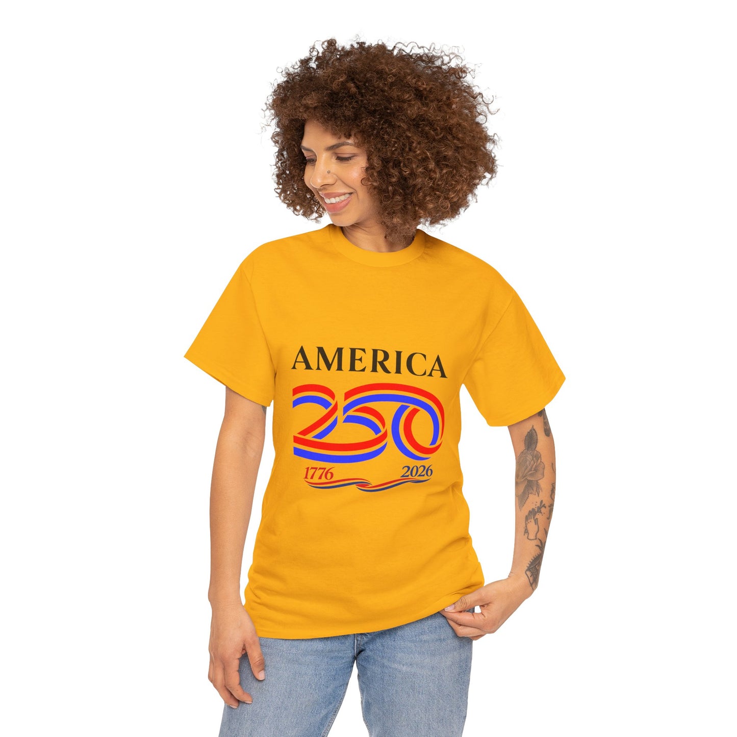 America 250 Anniversary Tee over ‘1776–2026' Patriotic Chest Print - 250th Limited Series