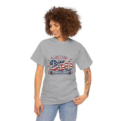 America 250 Patriotic T-Shirt — 250 Red White & Blue Celebration Tee