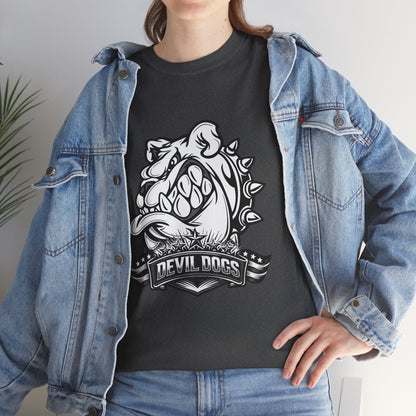 Devil Dog Bulldog Tee — 'Doesn’t Bark, It Bites' Heavyweight Cotton Shirt