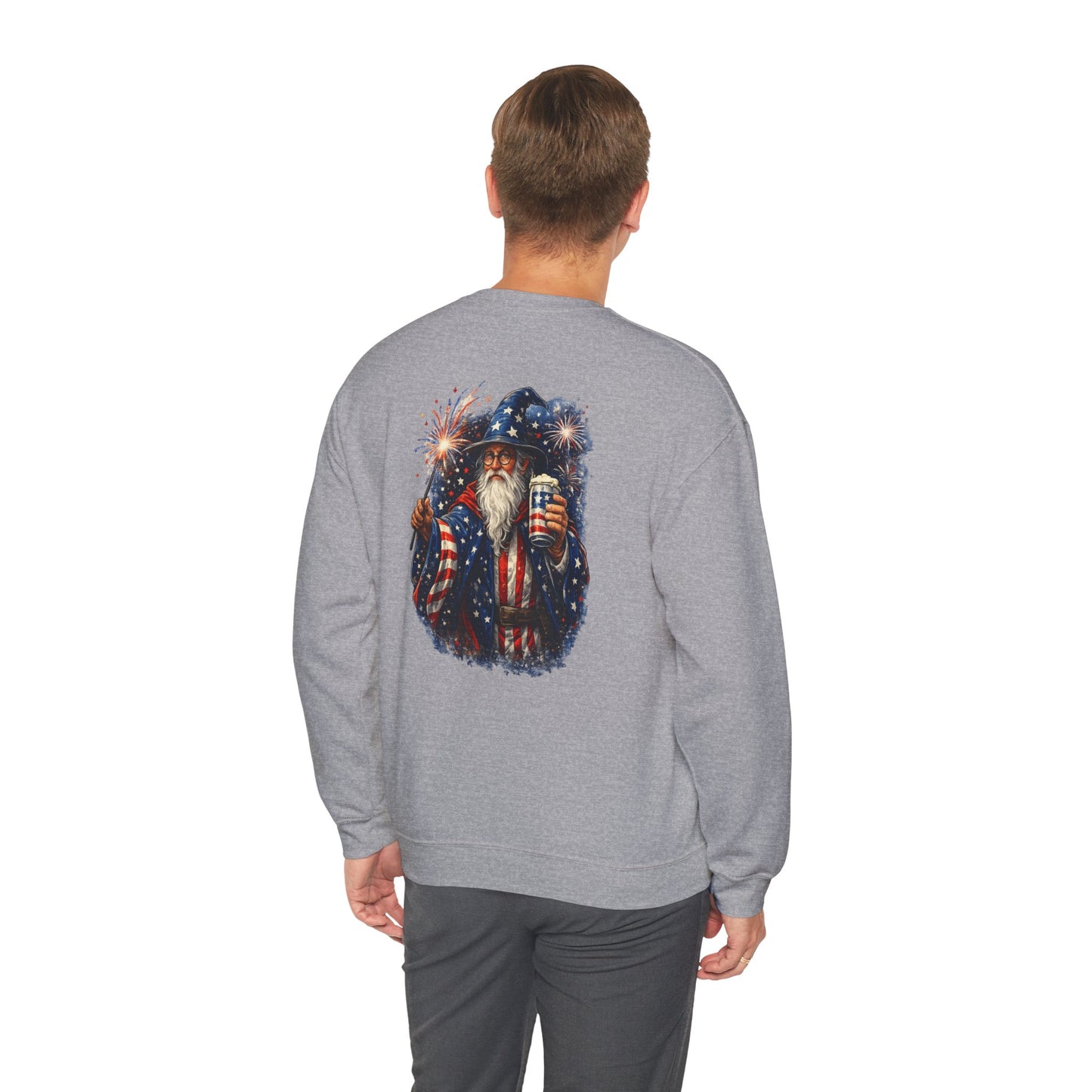 Patriotic Wizard and wizarding Crewneck Sweatshirt — "Freedom Isn’t Inherited, It’s Summoned"