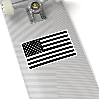 Black & White American Flag Sticker — Kiss-Cut Patriotic Decal