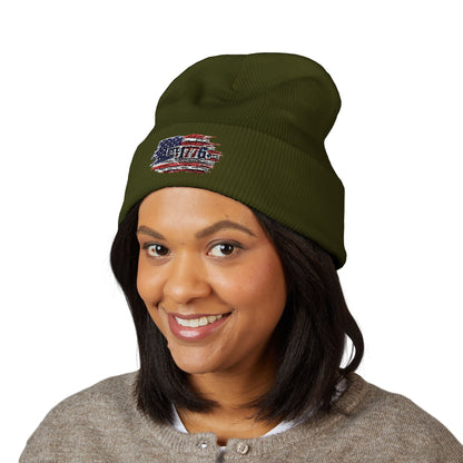 Embroidered American Flag Beanie - Classic Cuffed Beanie — Warm Hypoallergenic Winter Hat