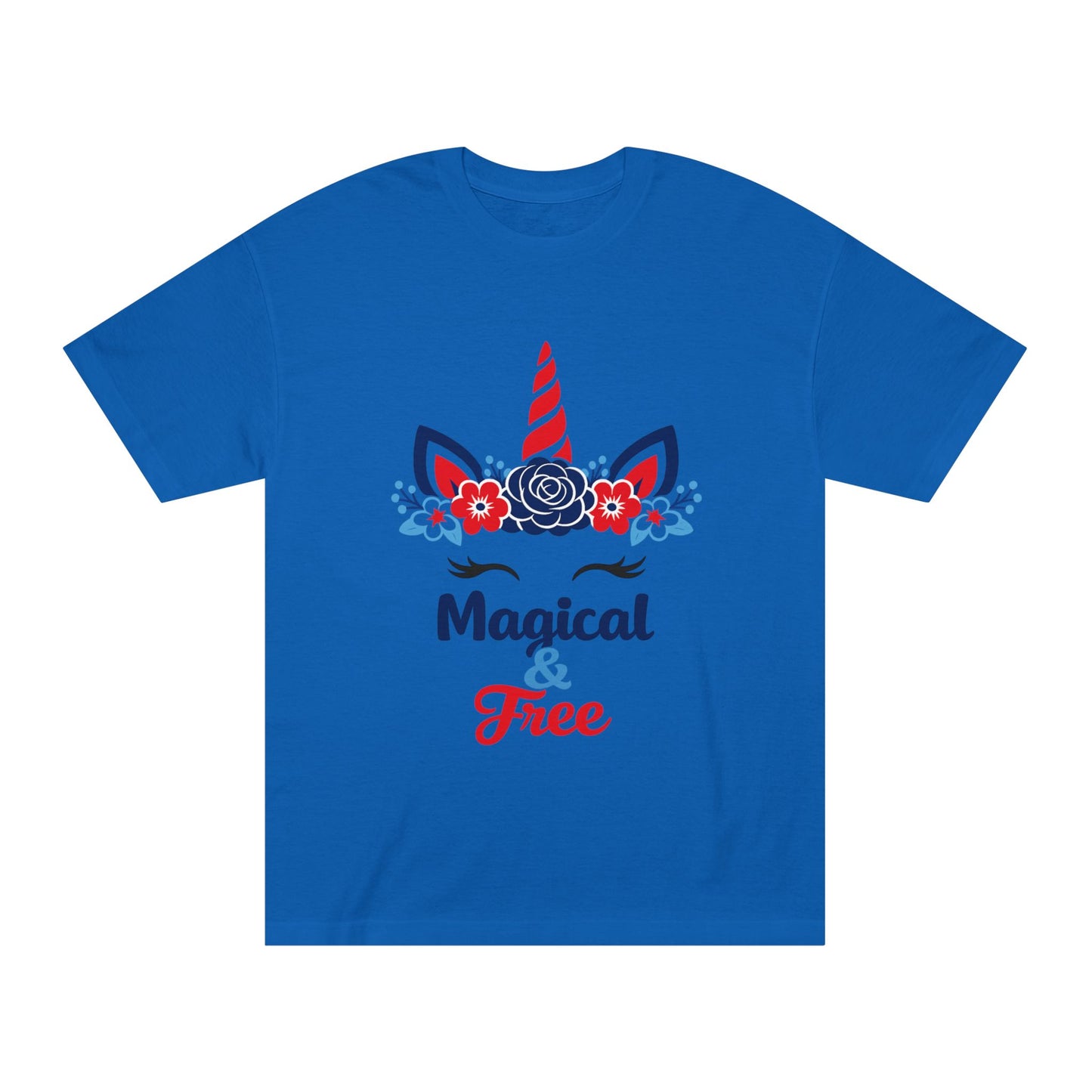 Magical & Free Unicorn Tee — Whimsical Floral Graphic