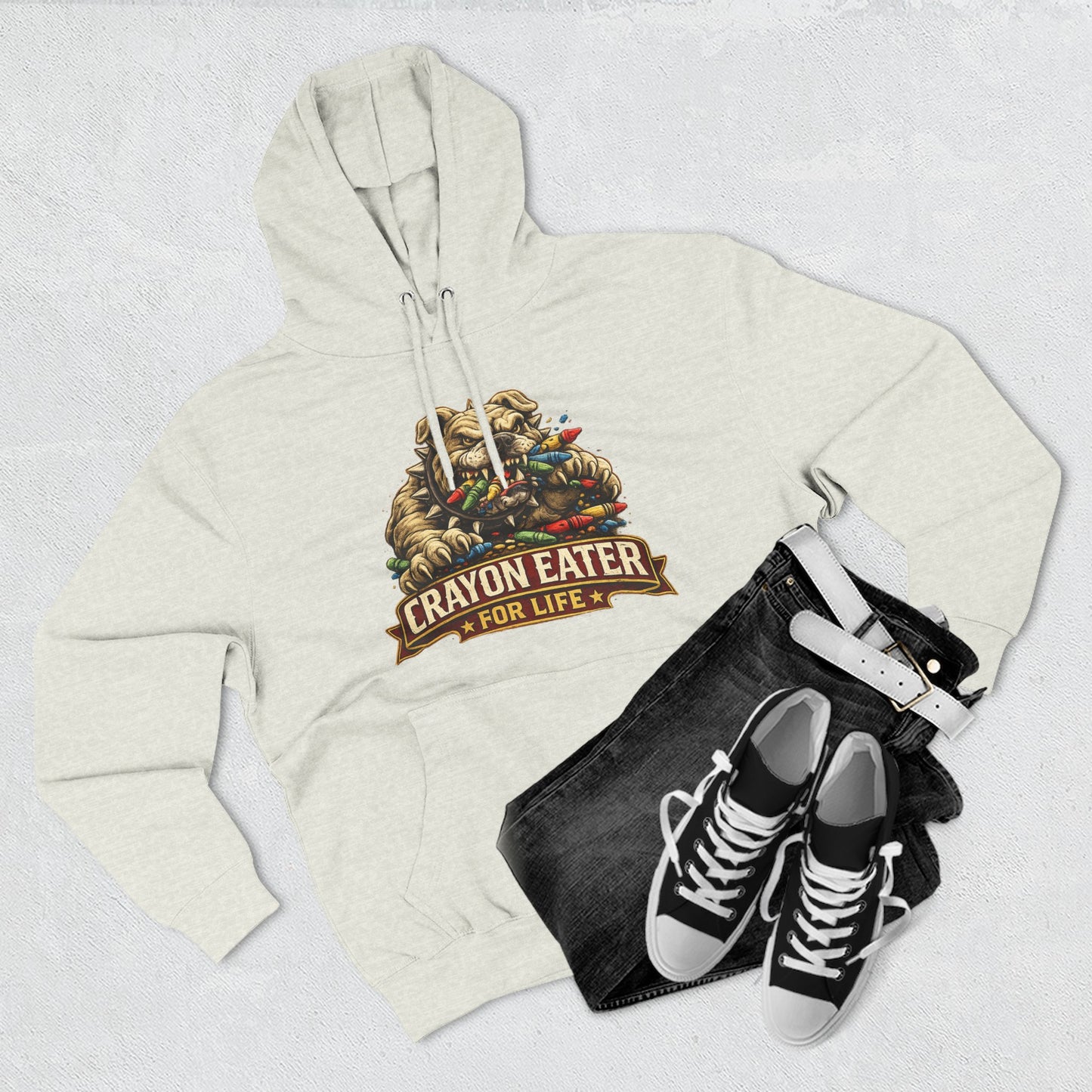 Crayon Eater for Life Bulldog Hoodie — Honor Courage Commitment Military Humor