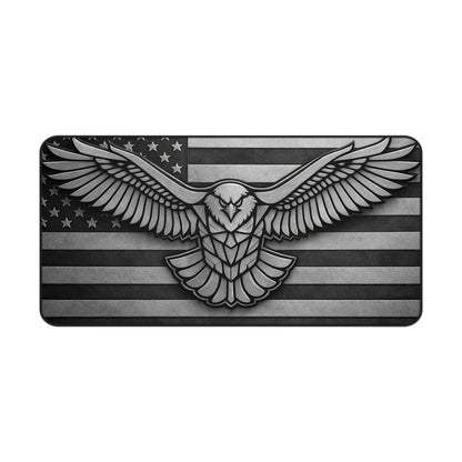 American Flag Eagle Desk Mat — Patriotic Grey Mouse Pad for Office & Gaming