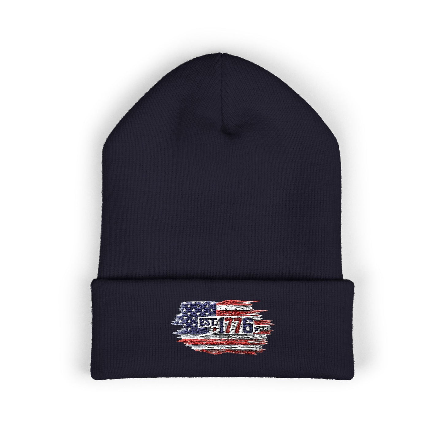 Embroidered American Flag Beanie - Classic Cuffed Beanie — Warm Hypoallergenic Winter Hat