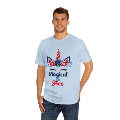 Magical & Free Unicorn Tee — Whimsical Floral Graphic