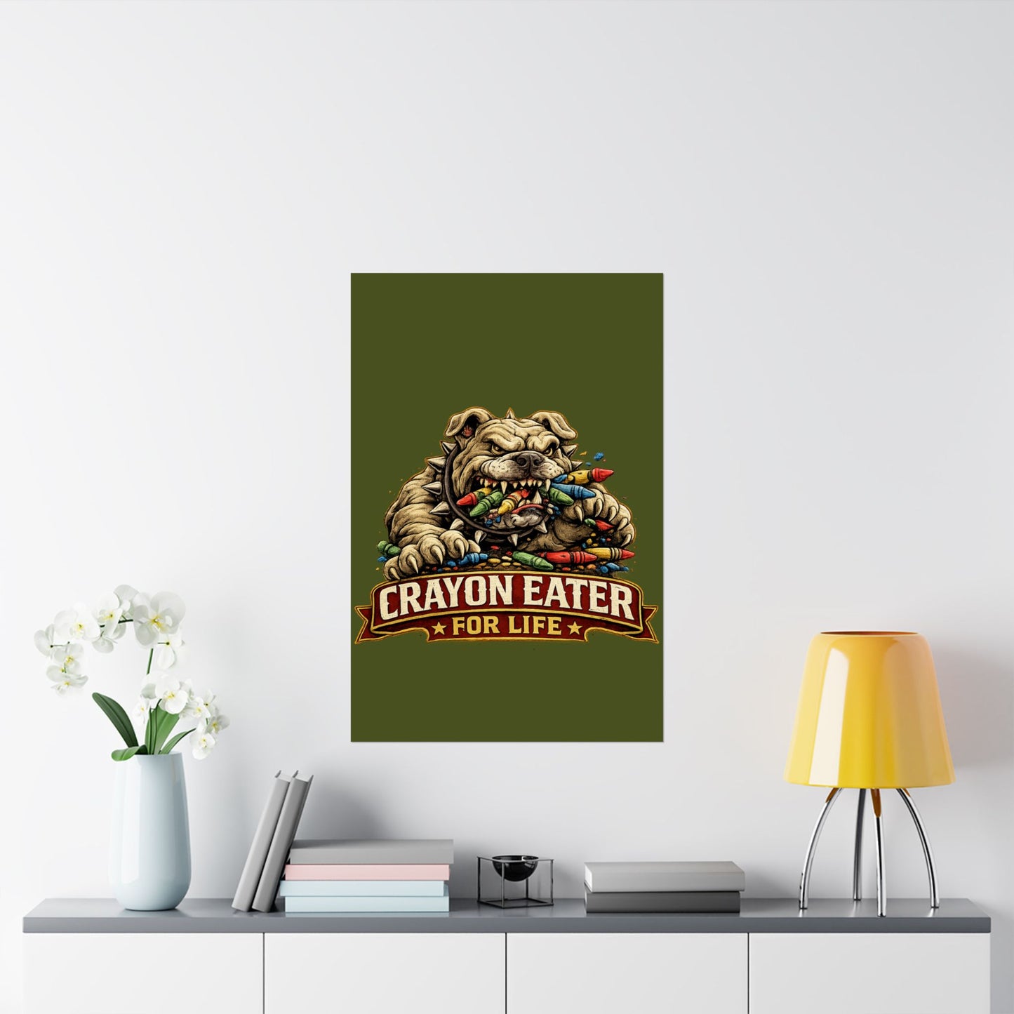 Devil Dog Matte Poster — "Crayon Eater For Life" Bulldog Art Print