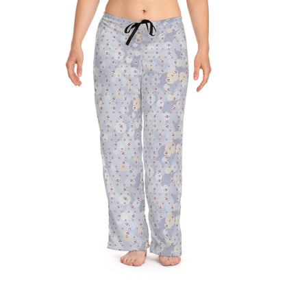 Women's Floral Pajama Pants — Pale Blue Blossom Lounge Sleepwear