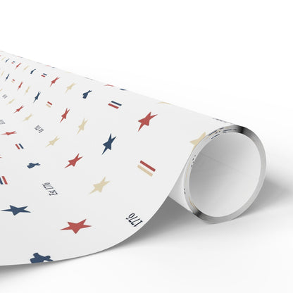 Patriotic Star & Stripe Wrapping Paper — Red White Blue Gift Wrap for Veterans Day, 4th of July, Memorial Gifts