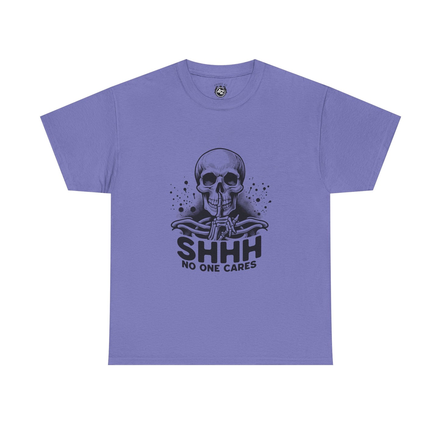SHHH — No One Cares Skull Graphic Tee