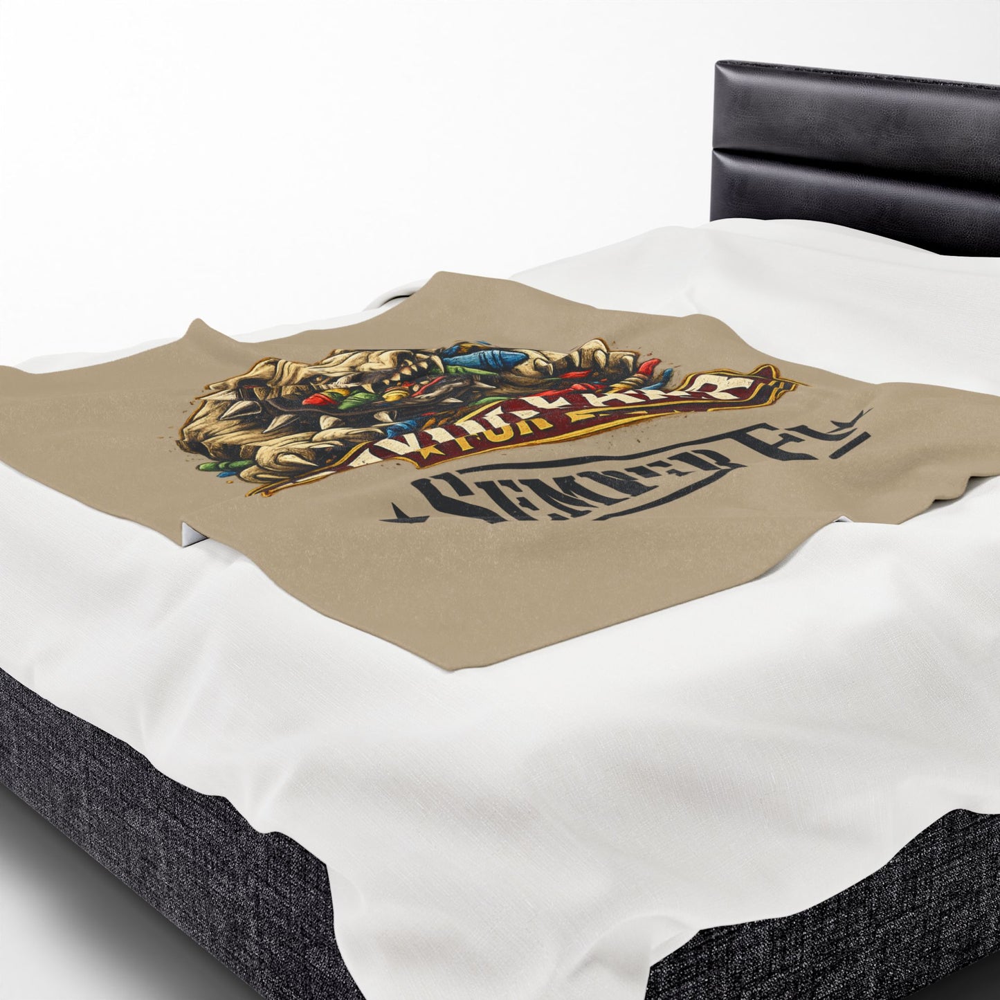 Desert Tan Devil Dog Fleece Blanket