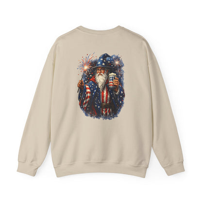 Patriotic Wizard and wizarding Crewneck Sweatshirt — "Freedom Isn’t Inherited, It’s Summoned"