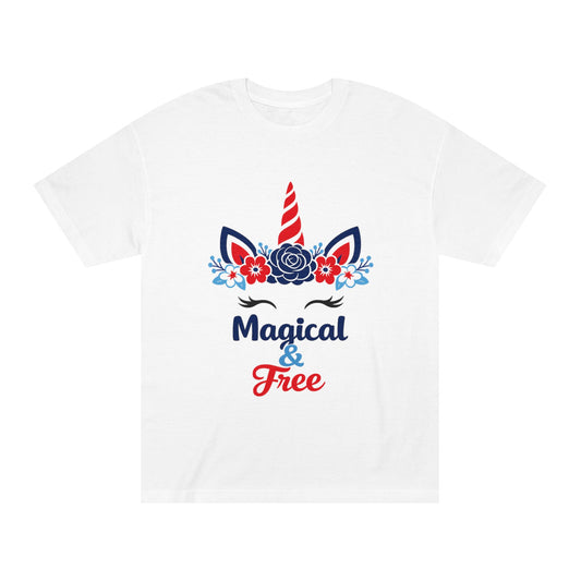 Magical & Free Unicorn Tee — Whimsical Floral Graphic