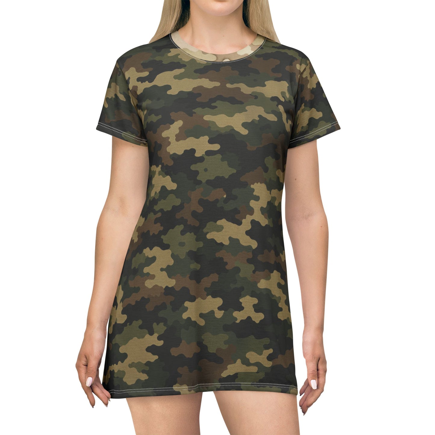 Woobie Camo AOP T-Shirt Dress — Rugged-Comfort All-Over-Print