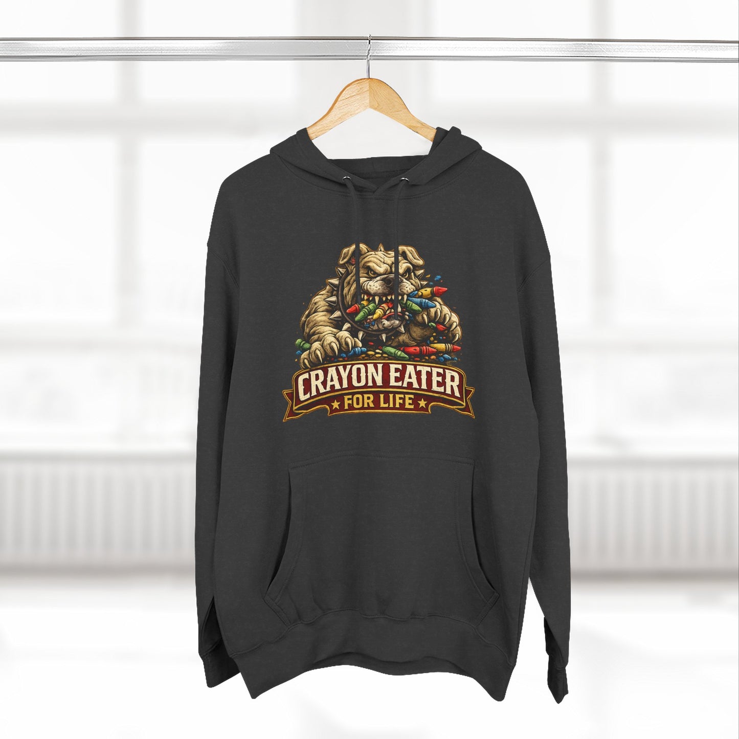 Crayon Eater for Life Bulldog Hoodie — Honor Courage Commitment Military Humor